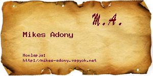 Mikes Adony névjegykártya